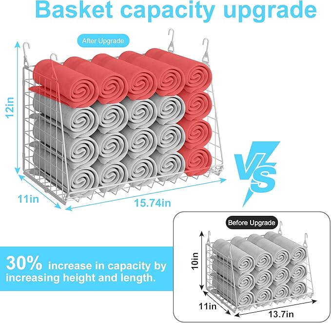 3-Pack Large Hanging Laundry Basket: Wire shelves