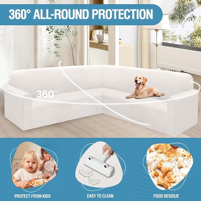 HDCAXKJ Corner Sectional Couch Covers Velvet Stretch L Shape Sofa Cover Soft