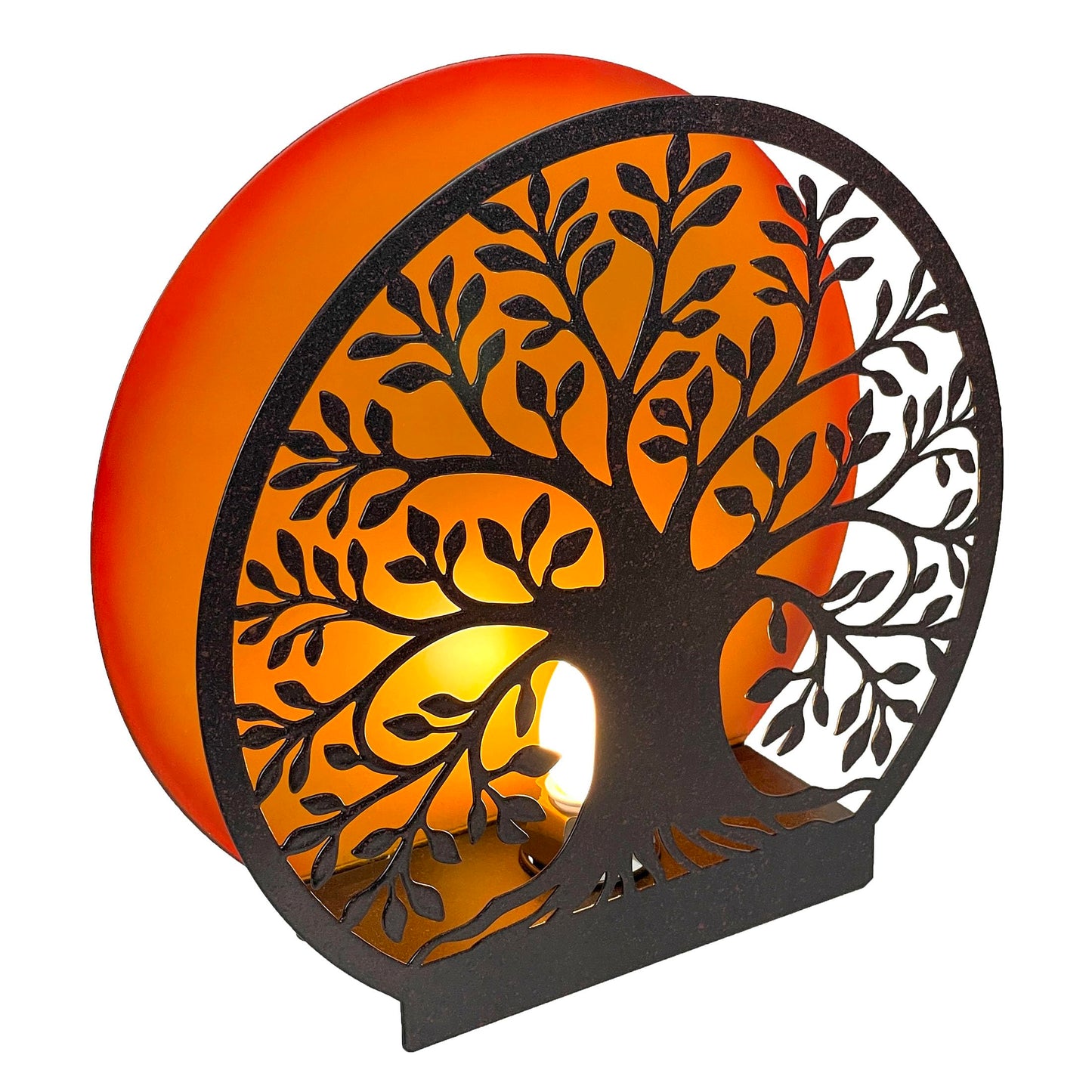 Zeckos Tree of Life Accent Lamp - 8” Decorative Metal Plug-in Table Light, Black Nature Silhouette with Warm Amber Backlight, Nightstand Desk Lighting, Cozy Home Décor Gift, Bulb Included