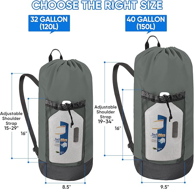 BALEINE 120L Laundry Bag Backpack, 900D Oxford Fabric Large Travel Laundry Bags