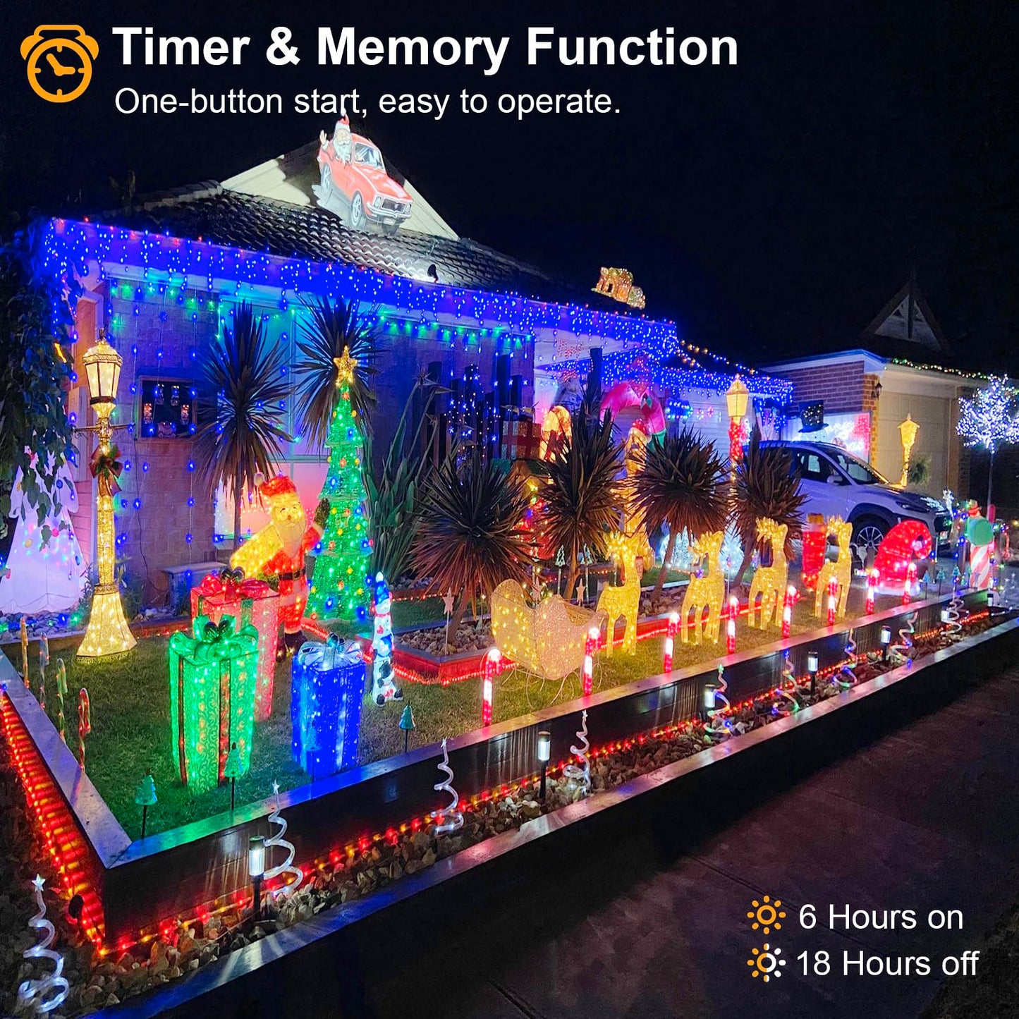 Einiiya Christmas Icicle Lights Outdoor 66 FT 640 LED Icicle Lights Plug in Conenectable Hanging Christmas Light for Outside Holiday Pavilion Balcony House Decorations, Blue