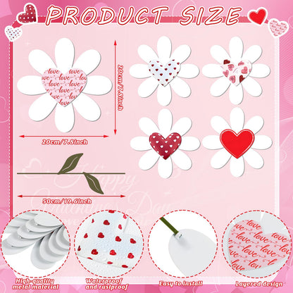 Nuanchu 5 Pcs 27.4" Metal Spring Flower Yard Signs Heart Yard Sign Stake Waterproof Floral Heart Lawn Signs Spring Outdoor Decorations for Mother's Day Outside Garden Patio Pathway Home Decor