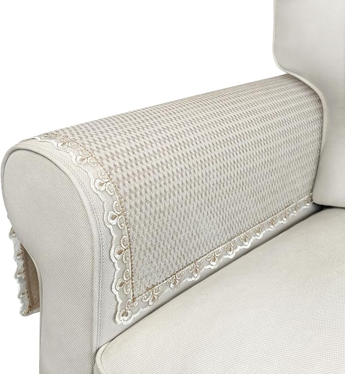 Couch Arm Covers, Couch Covers, Non-Slip Lace Armrest Covers, Headrest/Backrest