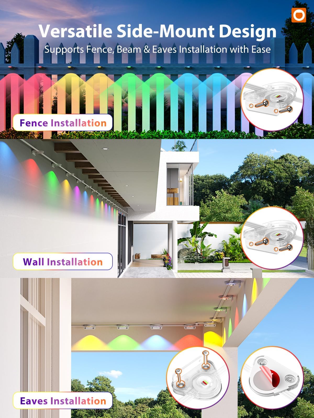 addlon Permanent Outdoor Lights, Smart RGB+IC LED Lights for House & Outdoor Decor, App & Remote Control, Scene Modes, IP67 Waterproof for Christmas, Holiday, Valentine's Day Decorations, 200FT