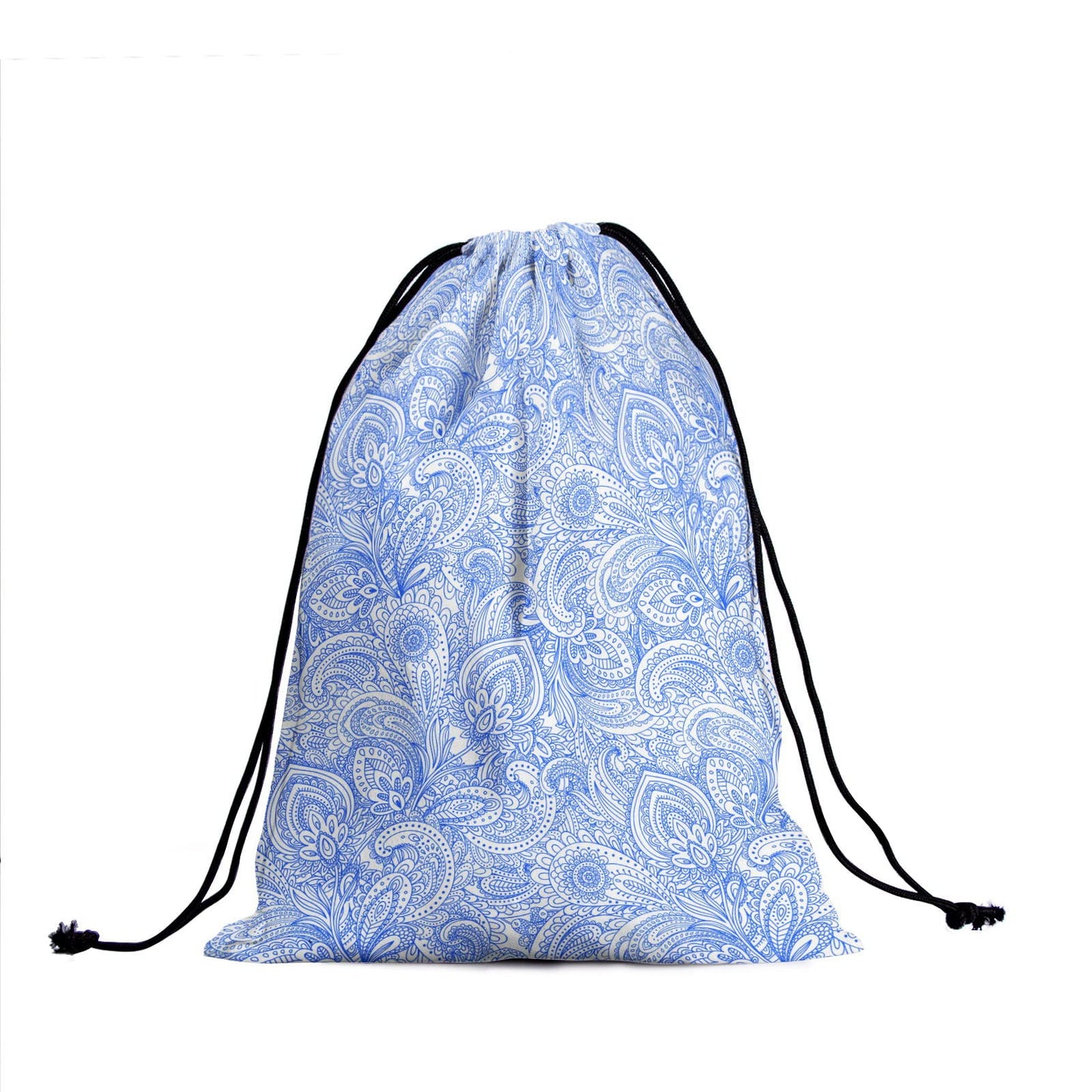 Blue White Floral Grip Bag - Traditional Flower Grip Bags for Gymnasts with Teal Flowers, Adjustable for Personal Equipment
