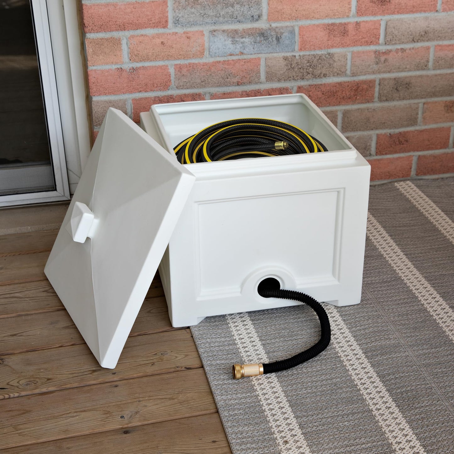 Mayne Inc 5858-W Fairfield Garden Hose White Storage Bin