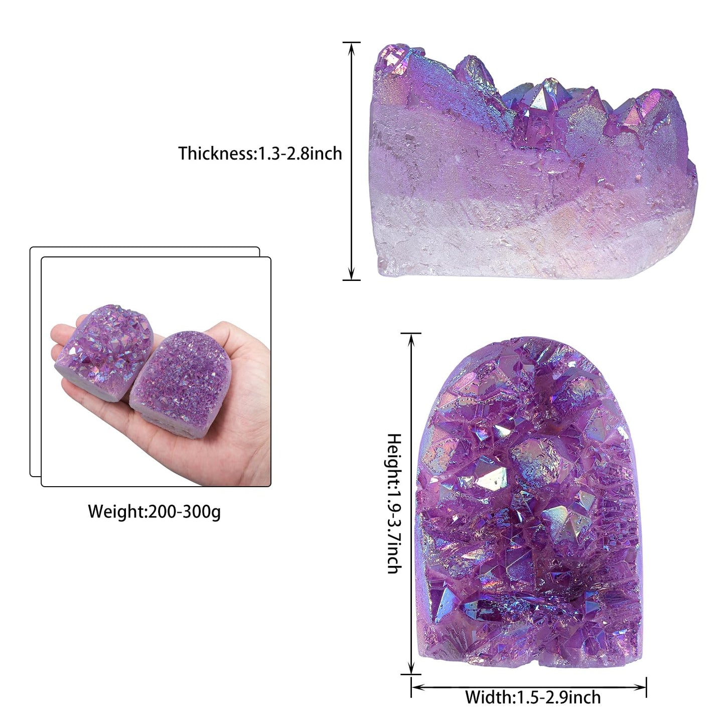 SUNYIK Purple Titanium Coated Rock Quartz Crystal Cluster Upright Natural Raw Rough Stone Mineral Specimen for Tabletop Decor Healing Meditation