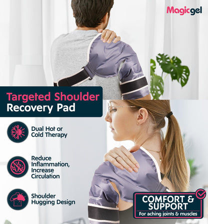 Magic Gel Shoulder Ice Pack Wrap - Reusable and Adjustable Arm Sling for Cold Shoulders Compression Men Women Pitchers Rotator Cuff - Easy to Freeze