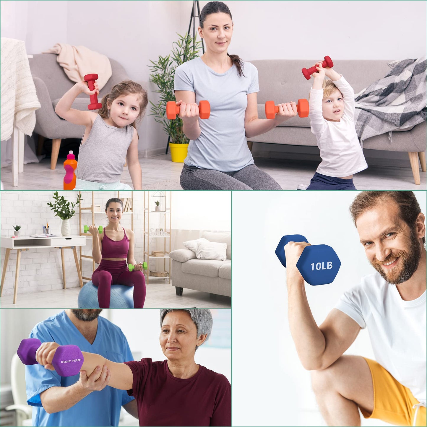 Dumbbell Hand Weight Pairs – Neoprene Dumbbell Exercise & Fitness For Home Gym Equipment and Adjustable Dumbbell Sets–Non-Slip, Color Coded Hex Shaped Free Weights For Women,Men 2LB 3LB 5LB 8LB 10LB Pounds