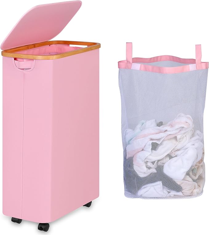 75L Laundry Basket with Wheels, Clothes Hamper