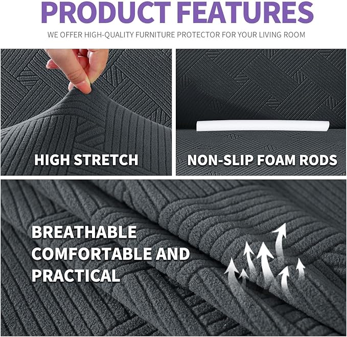 ZNSAYOTX Oversized Super Stretch Couch Cover, New Striped Sofa Covers