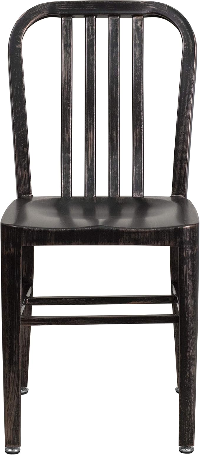 Flash Furniture Gael Commercial Grade 2 Pack Black-Antique Gold Metal