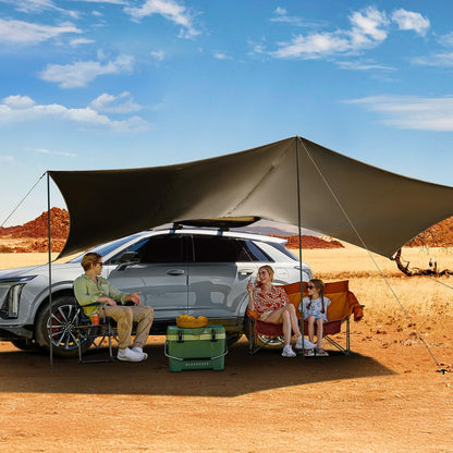 TIMBER RIDGE 19x9.8ft Retractable Car Awning with Blackout Coating, 186ft² Roof Rack Pull-Out Sun Shade Overland Camping, UPF50+ Waterproof Sun Shelter for Vehicle/Truck/Jeep/SUV/Van Green