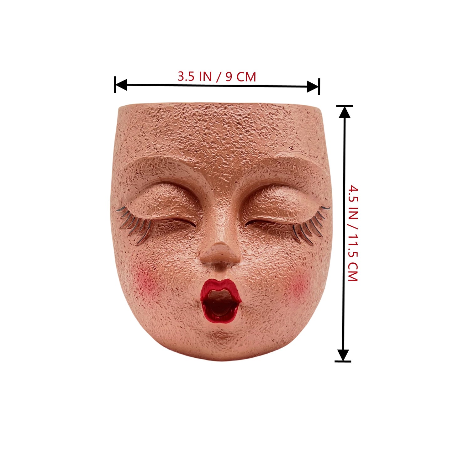 EylbKey Cute Face Planter Pot Handmade Head Planter for Succulent Resin Flower Pots Kiss Face Plant Pots for Indoor and Outdoor Plants Brown 1Pack