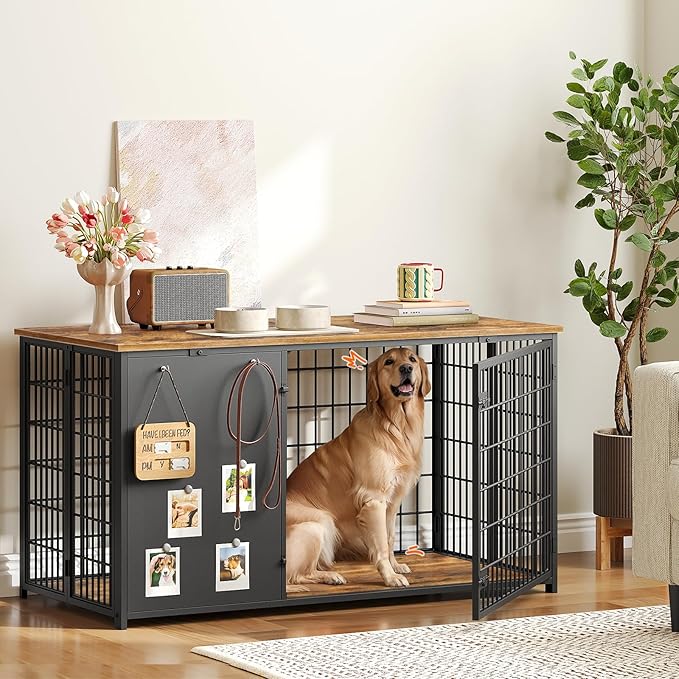 YATINEY Foldable Dog Crate Furniture, 47.2" Dog Crate