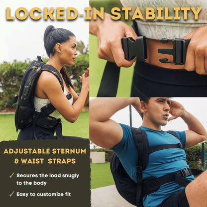 Polyfit PL8 Backpack for Olympic Weight Plates - Weighted Backpack for Strength Training, Rucking, and Gym Workouts - BLACK
