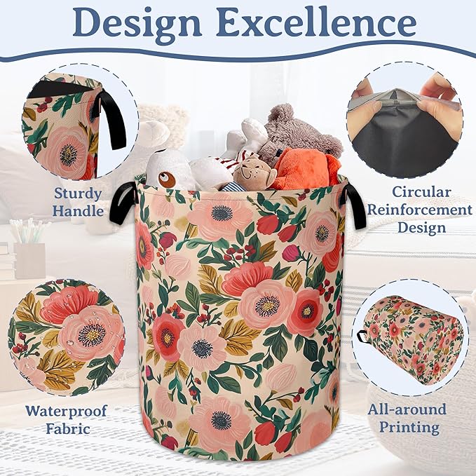Vintage Flowers Laundry Hamper
