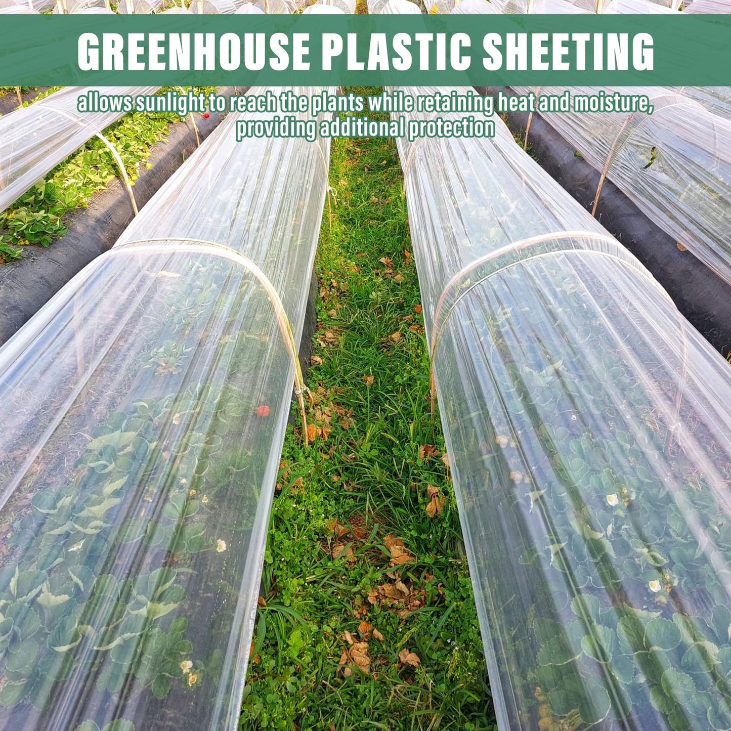 Legigo 8 X 26 Ft Clear Plastic Plant Covers Freeze Protection- 6 Mil Winter Greenhouse Plastic Sheeting for Frost Water Sun Wind Resistant, Plant Vegetable Blanket Covers for Cold Weather Garden Farm