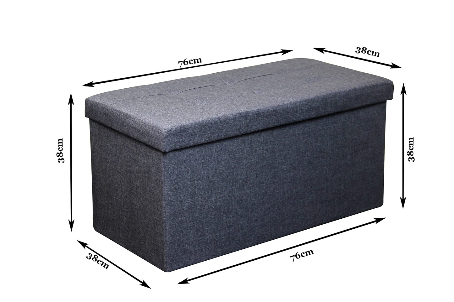 HomeHarmony Folding Storage Ottoman Seat, Stool, Toy Storage Box Linen Look (Grey Large)