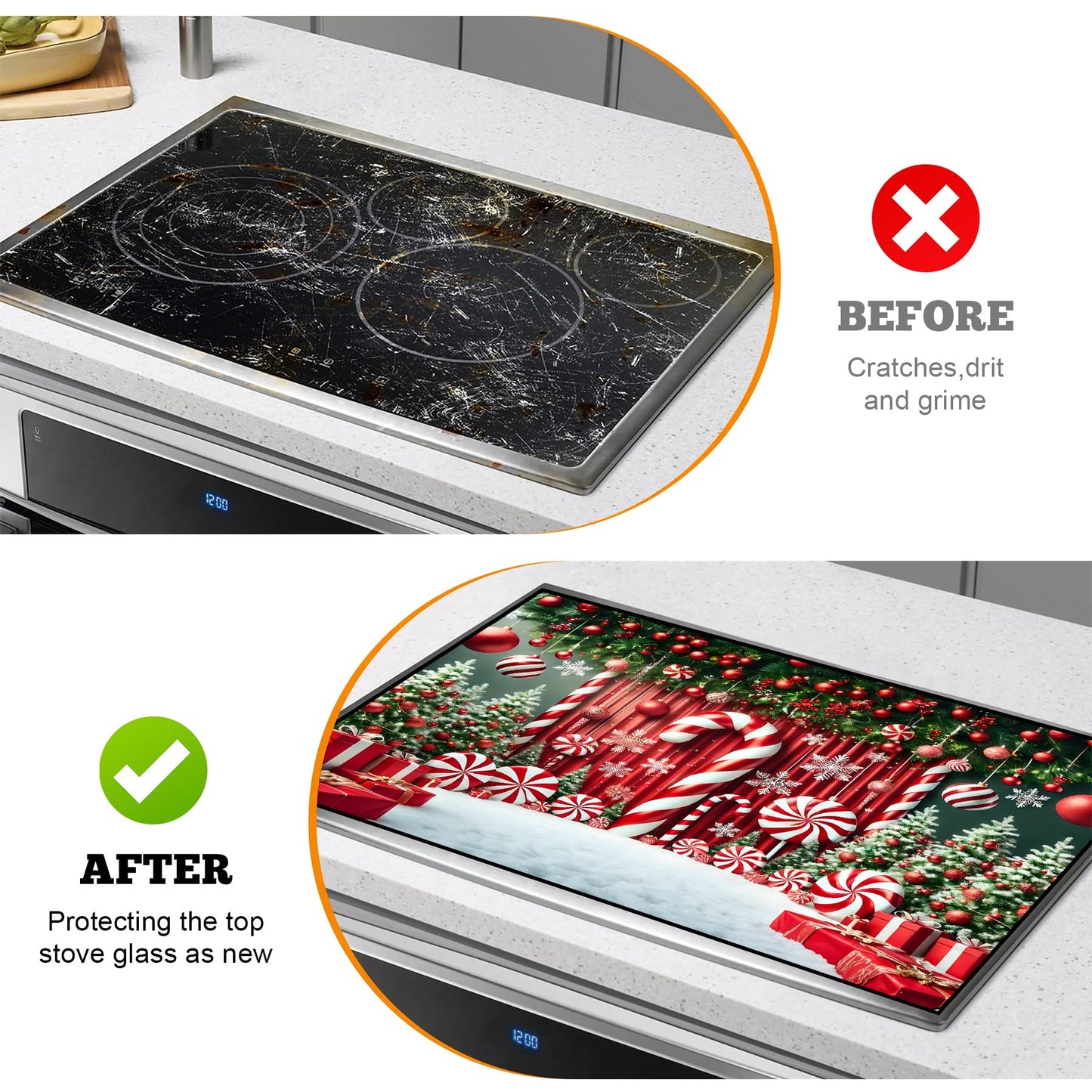 Stove Top Cover for Electric Stove: 28''×20'' Stove Cover Elevate Your Kitchen Reliable Heat Protection,Non-Slip Kitchen Decor (MAI-H2411249)