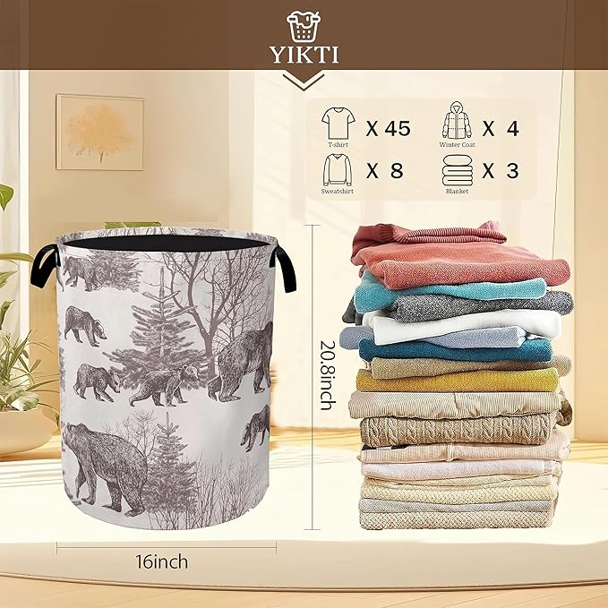 Forest Bear Laundry Hamper, Vintage Animal Clothes Hamper