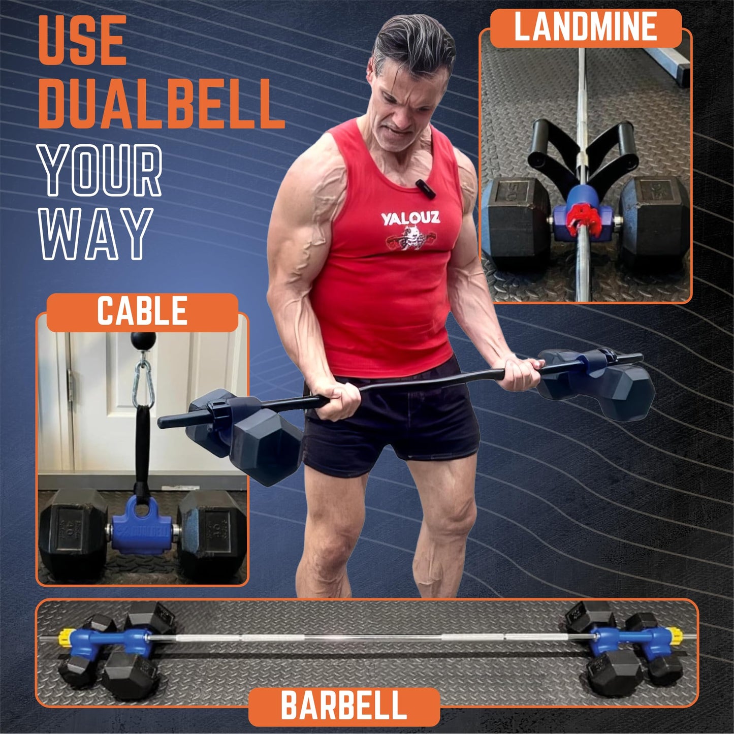 DUALBELL Dumbbell Converters- Pair Black and red weight collars for 1", 25mm bar- Connect Dumbbells to Barbells for 1" standard diameter bar, barbell adapters replace weight plates- 250lbs capacity