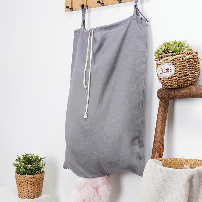 Linen Hanging Laundry Bag, Over The Door Laundry Hamper