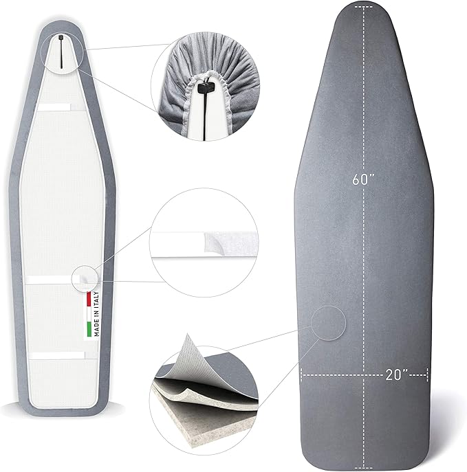 TIVIT Ironing Board Cover 20 x 60 – Made in Italy, Alumitek PRO Heat-Reflective