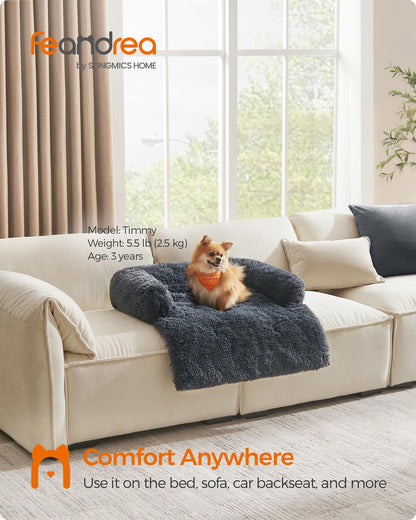 Feandrea FluffyHug Sofa Bed, Cover, Calming Bed for Small and Medium Dogs, M, 80 x 75 x 16 cm, Dark Grey PGW221G02