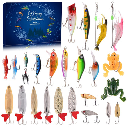 Advent Calendar Fishing Christmas Countdown - 24 Days Fishing Lures Set for Fisher Adult Men Teen Boys - 2025 Xmas Surprise Gift