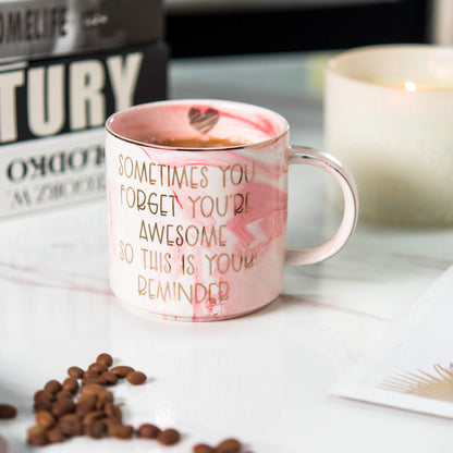 Thank You Gifts, Christmas Gifts for Women - Funny Gift Ideas for Friends, Coworkers, Boss, Employee, Mom, Mentor - Inspirational, Thoughtful, Birthday, Friendship, Presents for Her - Pink Coffee Cup