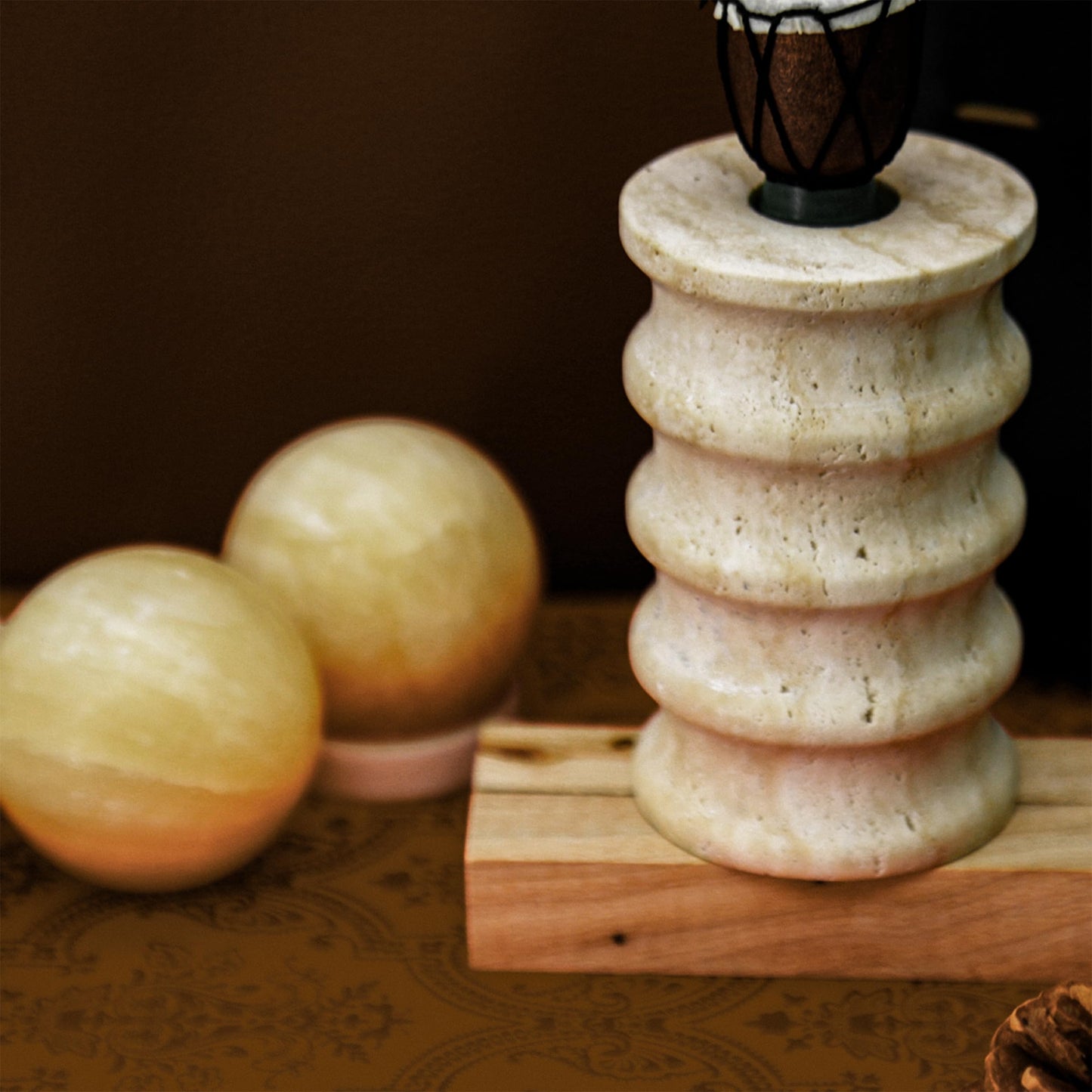 Candle Stick Holder Decor, Natural Travertine Stone Candlestick Holders for 3/4 Inch Candlesticks, Pillar & Taper Candles, Rustic Table Centerpieces, Home Dining Party Wedding Birthday,Fit 0.75-0.85"