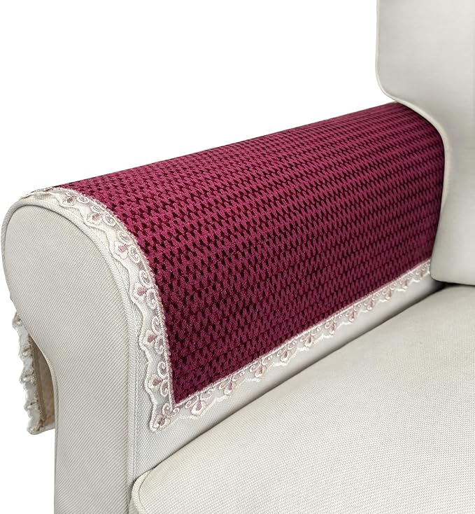 Couch Arm Cover, Sofa Arm Covers, Non-Slip Lace Armrest Cover,