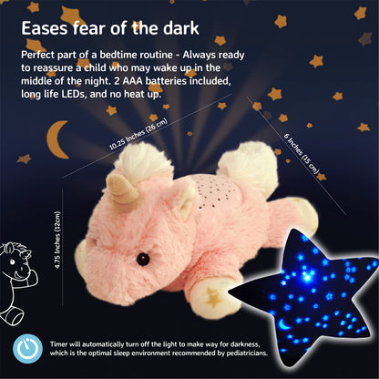 Cloud B Mini Night Light Soothing Star Projector | Soft Brightness | 3 Colours | 1 Constellation | Auto Shut-Off | Unicorn Plush Night Light Dream Buddies Ella The Unicorn