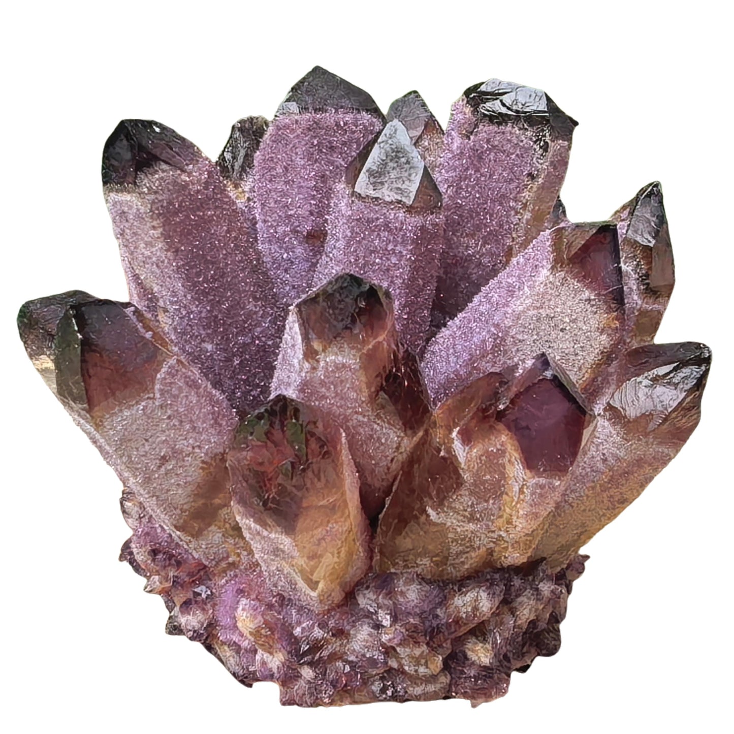 Crystal Cluster Electroplate Natural Quartz Mineral Specimen for Home Decor,Reiki Healing, February Birthstone Gift (Amethyst)