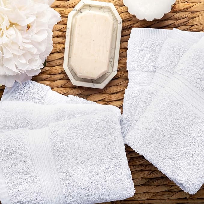 Superior Egyptian Cotton Pile Face Towel/Washcloth Set of 6, Ultra Soft Luxury