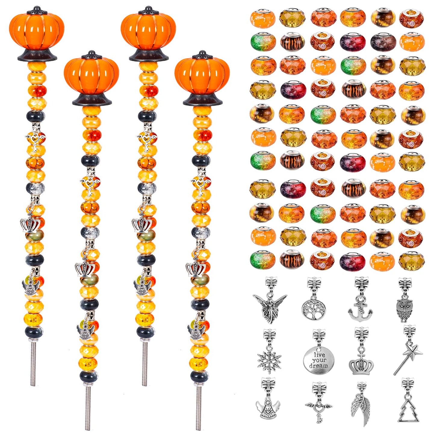Prefdo DIY Fairy Wand Garden Stake - Autumn Pumpkin 4-Pack