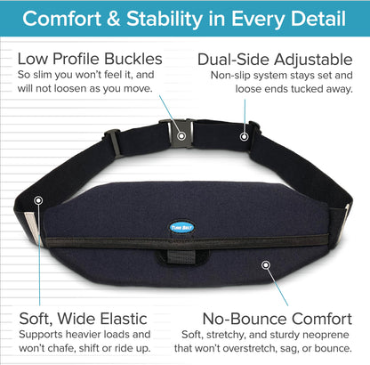 Tune Belt SP2 Running Belt, Slim Waist Pack Holder with Secure Zip Pocket, Sweatproof Storage, Non-Chafing, Fits Large Phones, Easy Access, Money Belt for Men & Women