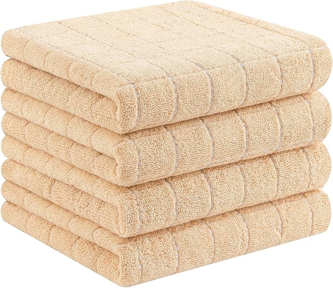 Homaxy 100% Cotton Terry Kitchen Towels, Checkered Designed, Soft and Super