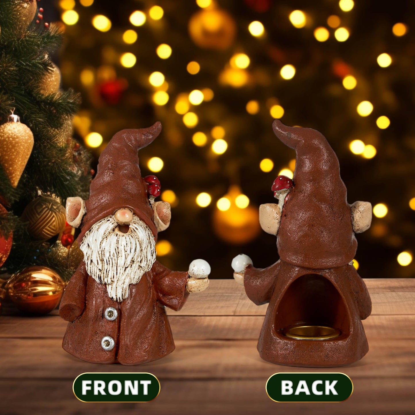 Cacukap Incense Holder for Sticks, Cute Gnome Statue Incense Cone Burner Ornaments, Adorable Gnome Home Decoration, Unique Gnome Stocking Stuffers for Women Men
