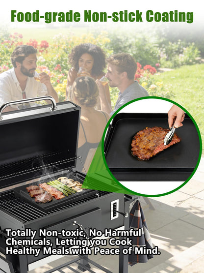 2026 Advanced Portable Steel Griddle, Griddle for Gas Grill, Non-Stick Coating, Universal Flat Top for Gas Grill/Stove/Oven/Campfire, Ergonomic Handle & Easy Clean for Outdoor BBQ & Camping, 23"x16"