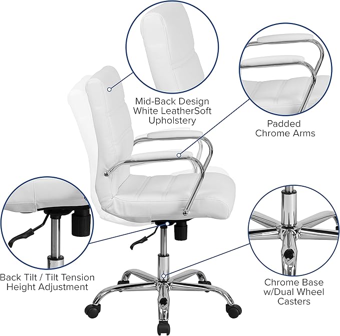 Flash Furniture Whitney Mid-Back Swivel LeatherSoft Desk Chair
