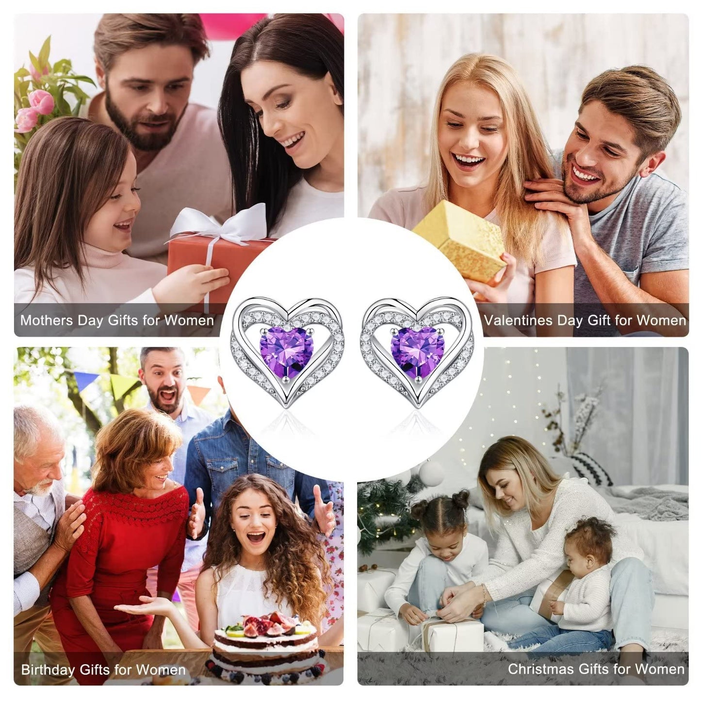 Iefil Earrings for Women, 925 Sterling Silver August Birthstone Peridot Heart Stud Earrings for Women