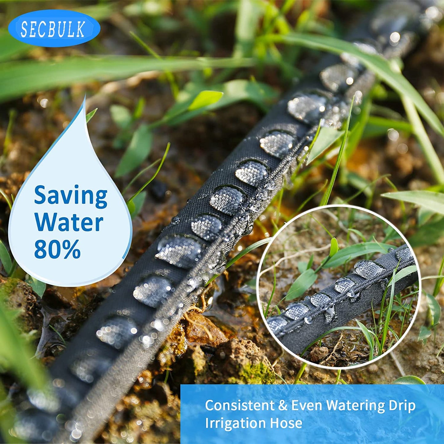 Secbulk 2026 Flat Soaker Hose 100 ft with Stakes for Garden, 50ft x 2 Linkable Drip Hose Diy Garden Irrigation System Saving 80% Water, Dual-layer Leak-free Design Water Hose with Holes