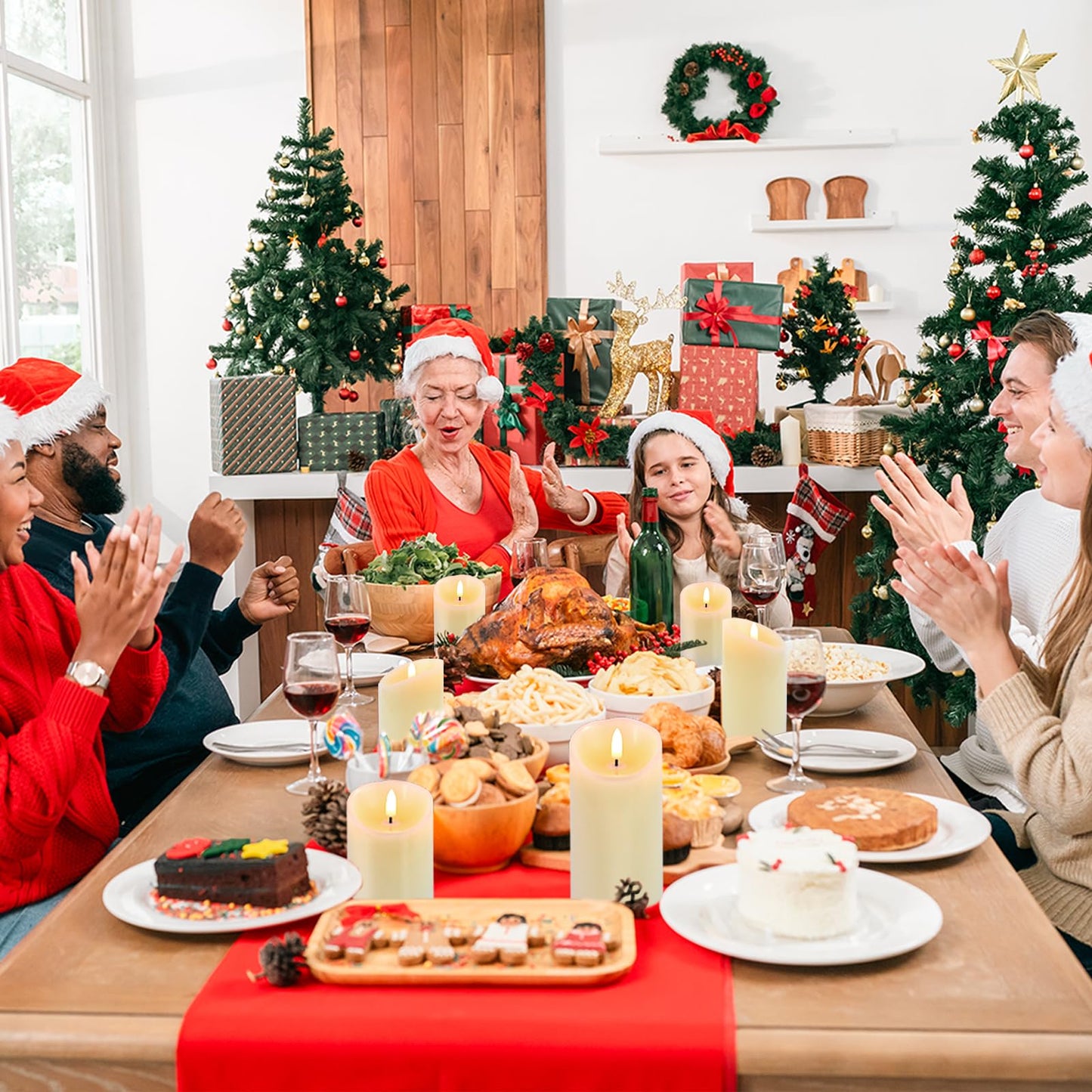 Warmhere Flameless Candles Battery Operated with Remote Timer, 3D Flame Flickering, Last 500+ Hours Battery Candles, Ivory Real Wax LED Pillar Candle for Wedding Home Christmas Decorations, Set of 3