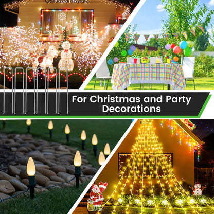 120 Pack 6 Inch Landscape Staples + 1 Hook 11 Gauge Heavy Duty Galvanized Garden Stakes, U-Shaped Ground Pins for Weed Barrier Fabric, Drip Irrigation Tubing, Sod, Lawn & Christmas Outdoor Decorations