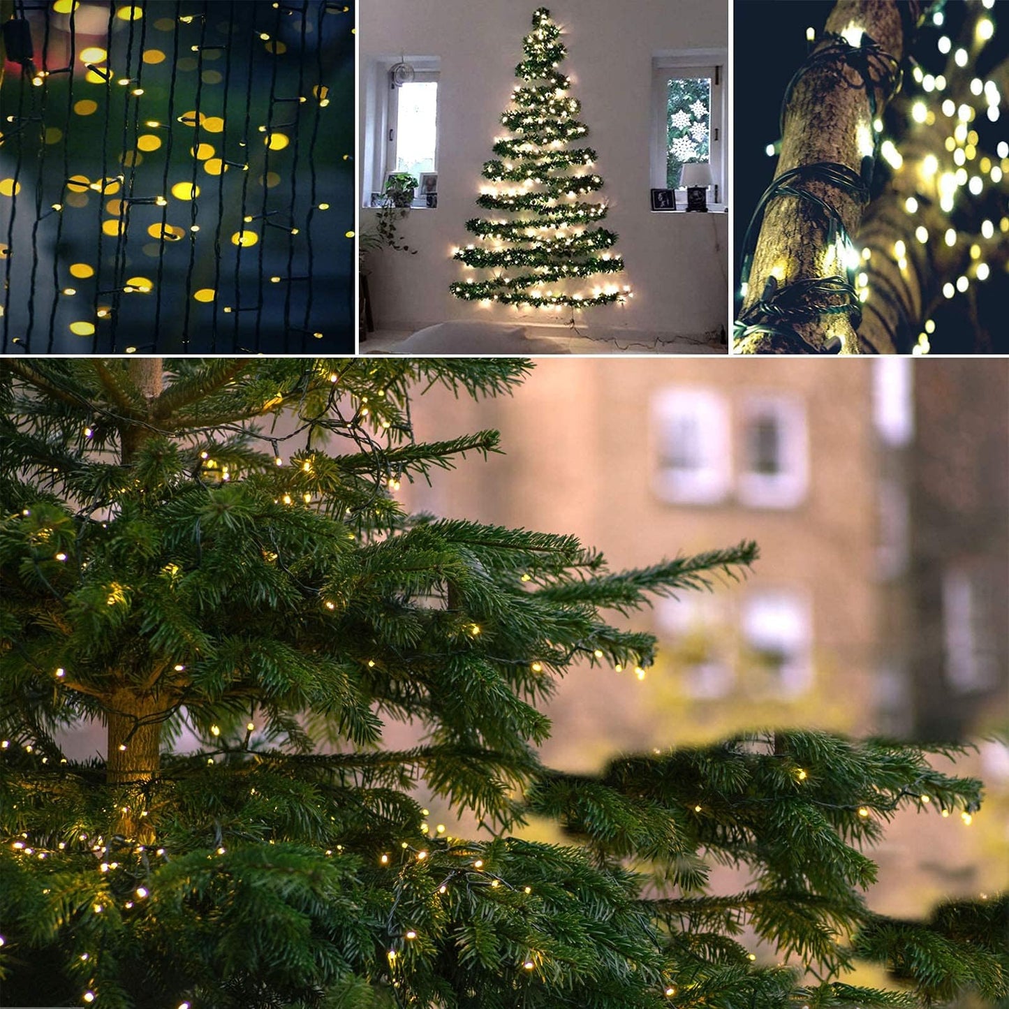 Connectable 240LED 88Ft 13Modes String Lights Outdoor Indoor | Extendable Green Wire Christmas String Lights with Timer | Twinkle Fairy Light Plug in for Xmas Tree Garden Decor Party (Warm White)