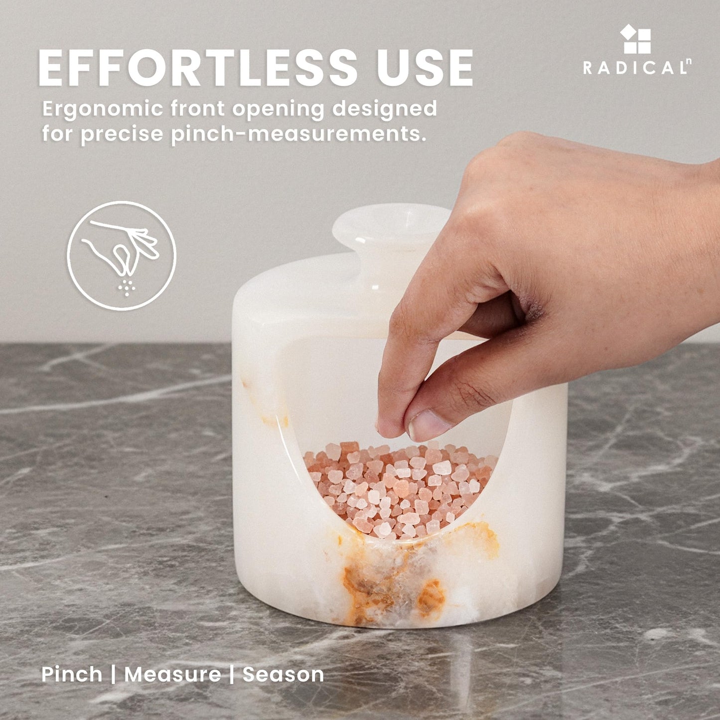 Radicaln Marble Salt Cellar 4.5" Inches White Onyx Handmade Salt & Spices Storage Container For Kitchen Countertop, Ideal Pig Salt Box, Salt Bowl & Spice Jar for Table Decor