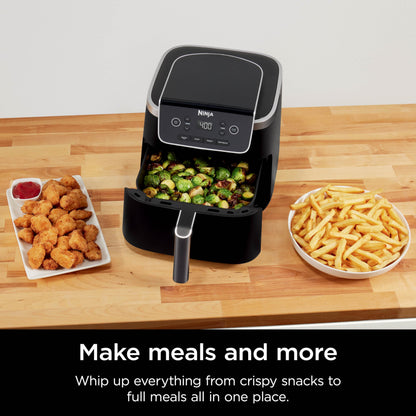 Ninja | Air Fryer | 4 QT Capacity | 4-in1 Roast, Crisp, Roast, Reheats, & Dehydrates | Dishwasher Safe Parts | Includes 20 Easy & Healthy Recipes | Compact | Grey | AF101