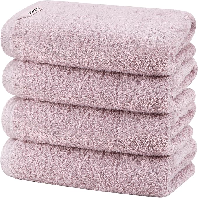 SEMAXE Purple Hand Towels for Bathroom, 100% Cotton Towels